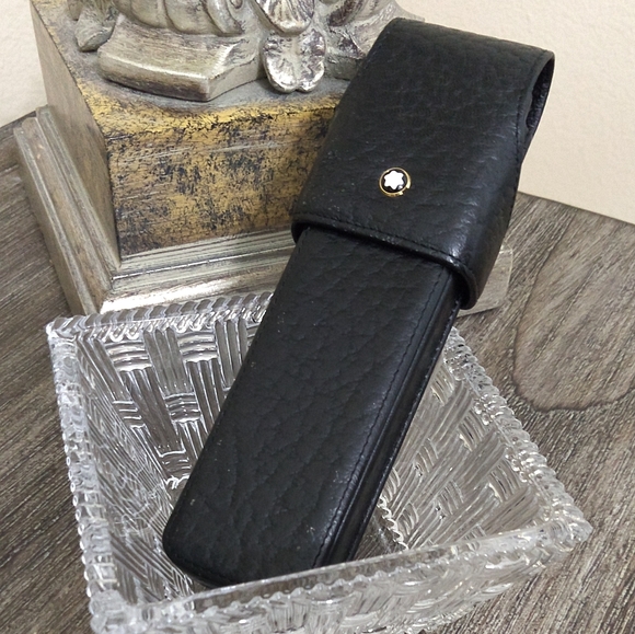 Montblanc Other - 🐰 Vintage Montblanc black leather hard 2 pen case
